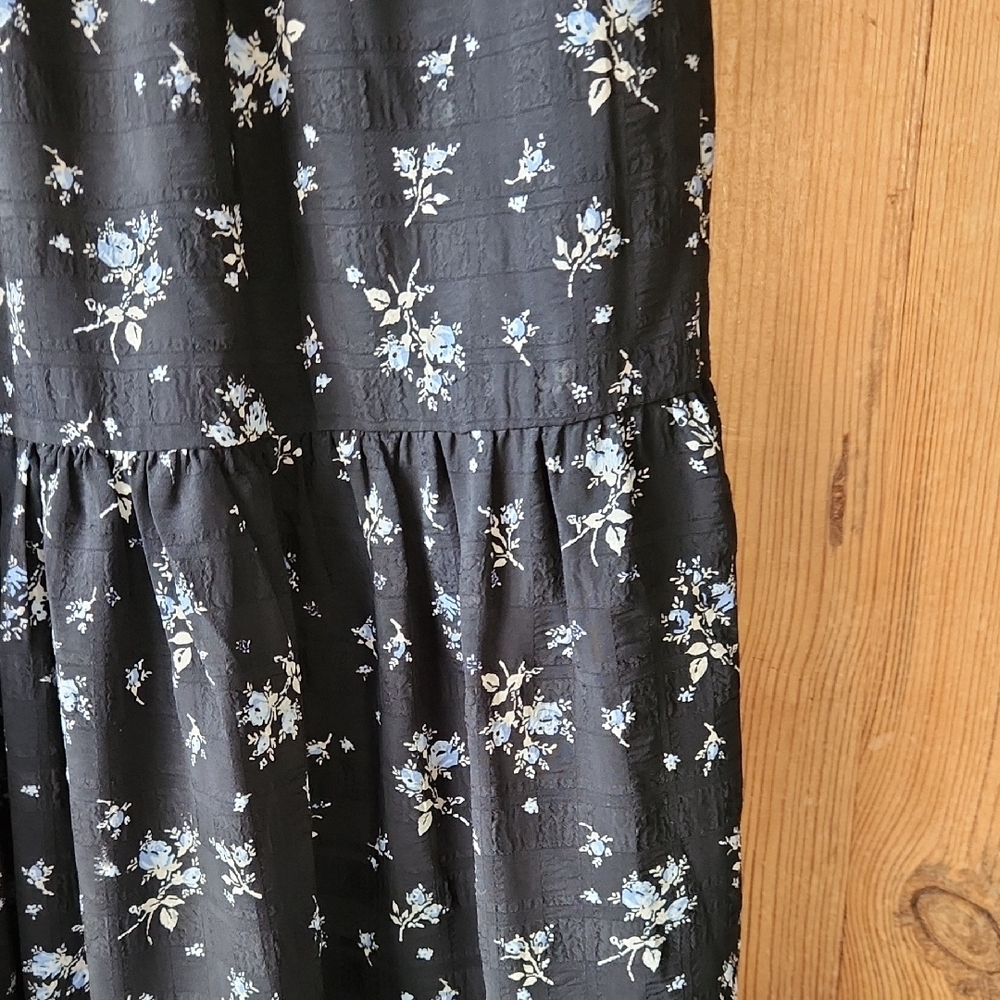 Cottage Style Black Floral Tiered Maxi Skirt - Picture 6 of 6